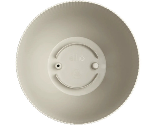 elho Kunststoff-Blumentopf in Beige, Draufsicht mit geriffeltem Rand.