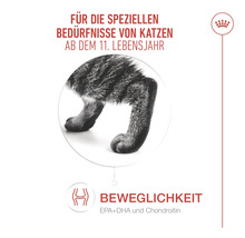 Royal Canin Logo, Katzenfutter für Katzen ab elf Jahren zur Unterstützung der Beweglichkeit und Gelenkgesundheit.