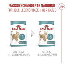 Royal Canin Katzenfutter für Senior-Katzen ab 11 und 15 Jahren, maßgeschneiderte Nahrung, Royal Canin Logo.