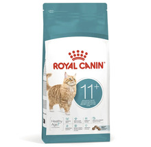 Royal Canin Logo. Katzenfutter für Senior-Katzen ab elf Jahren mit der Abbildung einer rötlichen Katze.