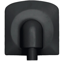 Schwarzer matter Wandanschlussbogen für Brauseschläuche mit rechteckiger Rosette.