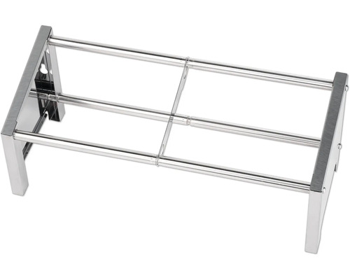 Ausziehbares Schuhregal aus Metall mit drei Teleskopstangen.