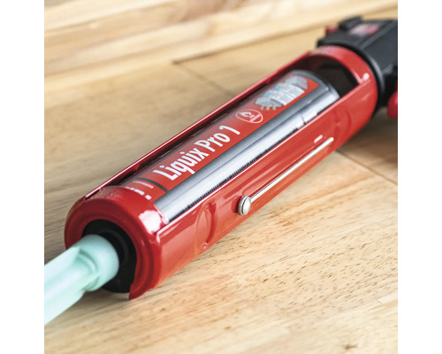 Liquix Pro 1 Auspresspistole für Verbundmörtel mit Kartusche und Mischdüse.