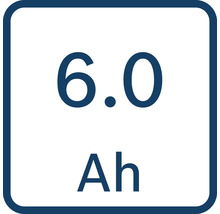 Symbol für eine Akkukapazität von 6,0 Amperestunden