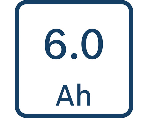 Symbol für eine Akkukapazität von 6,0 Amperestunden