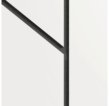 Detail eines Metallrahmens mit strukturierter Oberfläche für Glastüren oder Trennwände im Industriestil.