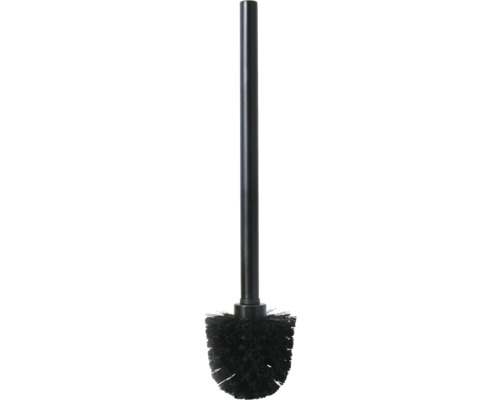 Schwarze Toilettenbürste mit langem Stiel.
