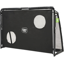 Schwarze EXIT TOYS Torwand für Fußballtore mit zwei runden Zielöffnungen und Metallrahmen für das Fußballtraining.