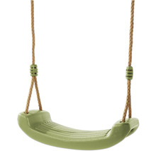 Grüner Schaukelsitz aus Kunststoff mit verstellbaren Seilen für Kinderspielplätze.