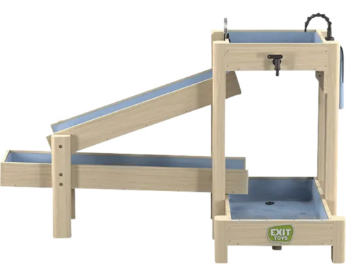 EXIT Toys Wasserspielbahn aus Holz mit drei Ebenen und Wasserpumpe für den Außenbereich.