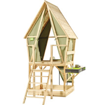 EXIT Toys Spielhaus aus Holz mit Leiter, Sandkasten und Spielküche.