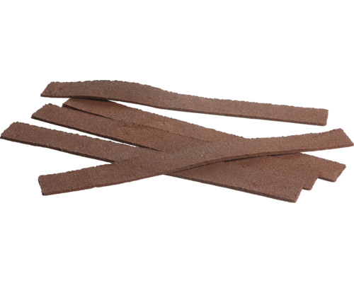 Braune Schleifpapierstreifen mit grober Körnung.