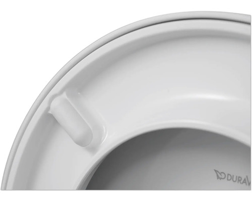 Detailansicht eines Duravit WC-Sitzes mit integriertem Puffer.