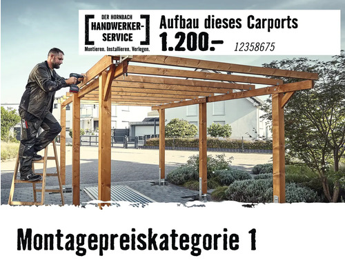 Hornbach Handwerker-Service für den Aufbau eines Carports aus Holz durch einen professionellen Handwerker.