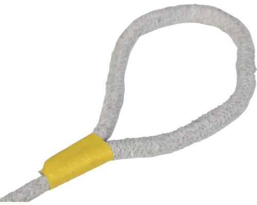 Geflochtenes Seil mit Schlaufe und gelber Hülse.