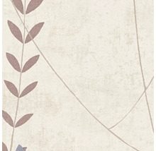 Strukturierte Tapete mit botanischem Blattmuster und geometrischen Linien