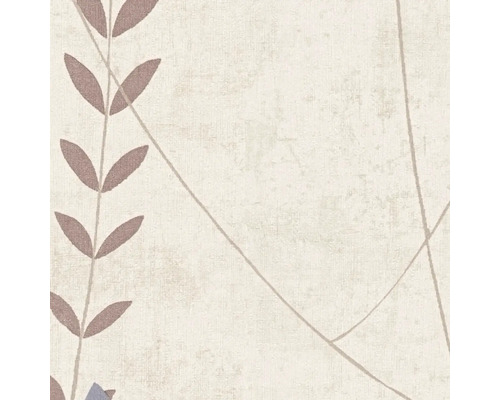 Strukturierte Tapete mit botanischem Blattmuster und geometrischen Linien