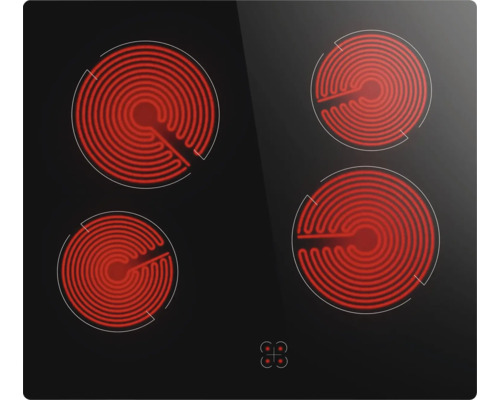 Glaskeramik-Kochfeld mit vier Kochzonen und Touch-Bedienung.