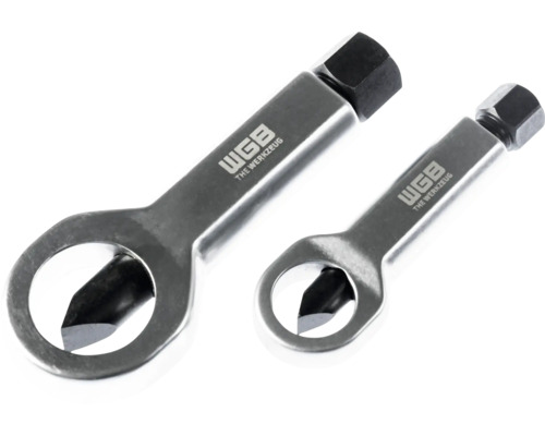 Mutternsprenger Set zweiteilig in verschiedenen Größen aus Metall mit WGB Logo.