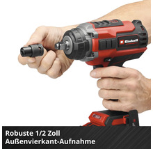 Einhell Akku-Schlagschrauber mit robuster 1/2 Zoll Außenvierkant-Aufnahme für verschiedene Einsätze.