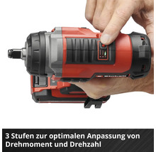 Akku-Schlagschrauber mit 3-Stufen-Einstellung für Drehmoment und Drehzahl.