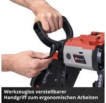 Einhell Elektrowerkzeug mit werkzeuglos verstellbarem Handgriff für ergonomisches Arbeiten.