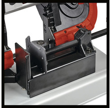 Schnellspannvorrichtung einer Metallbandsäge zum Fixieren von Werkstücken.