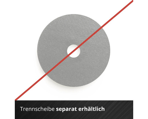 Trennscheibe mit Hinweis, dass diese separat erhältlich ist.