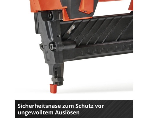 Detailansicht der Sicherheitsnase an einem Nagler zum Schutz vor ungewolltem Auslösen.