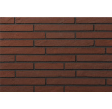 Verblendsteine im schlanken Langformat mit strukturierter Oberfläche und dunklen Fugen für die Wandgestaltung.