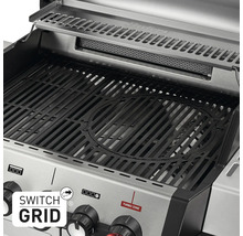 Gasgrill aus Edelstahl mit gusseisernem Switch Grid Rost, herausnehmbarem Rundelement und Warmhalterost.
