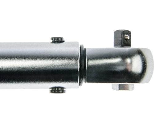 Werkzeugkopf aus Metall mit Außenvierkant und Kugelarretierung für Steckschlüsseleinsätze.