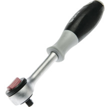 Umschaltknarre mit ergonomischem Griff in Schwarz und Grau, WGB Logo und Metallschaft.