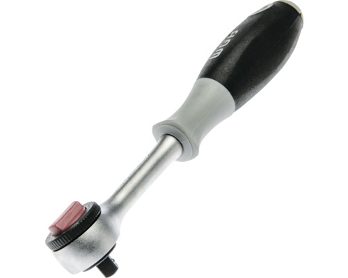 Umschaltknarre mit ergonomischem Griff in Schwarz und Grau, WGB Logo und Metallschaft.