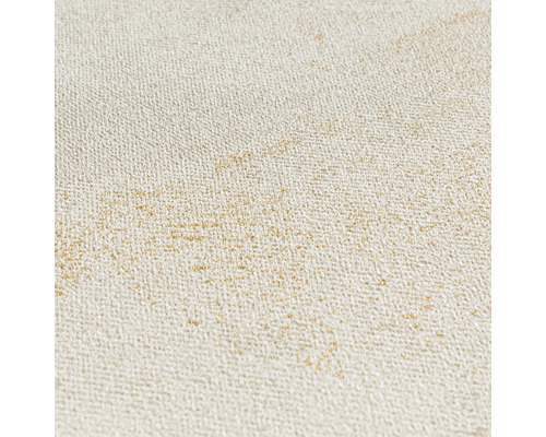 Detailaufnahme einer strukturierten Vliestapete mit feinen goldfarbenen Akzenten.