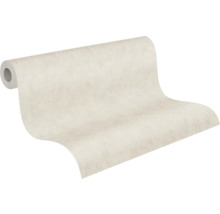 Leicht strukturierte Tapetenrolle in hellem Beige mit Putzoptik.