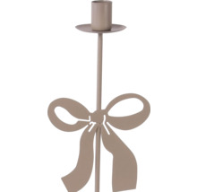 Kerzenstecker aus Metall in Beige mit einer Schleife.