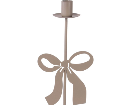 Kerzenstecker aus Metall in Beige mit einer Schleife.