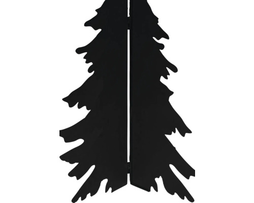 Schwarze Silhouette eines stilisierten Tannenbaums, dekoratives Trennelement für Garten oder Innenraum.