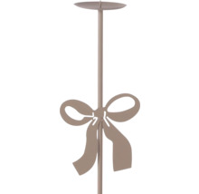 Kerzenstecker aus Metall mit dekorativer Schleife und einem flachen Kerzenteller.