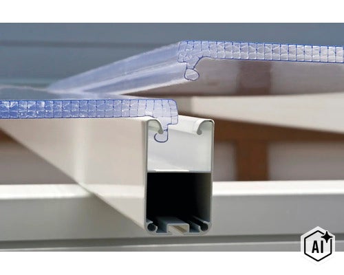 Doppelstegplatte aus Polycarbonat mit passendem Aluminiumprofil zur Montage (Image AI modified or generated)