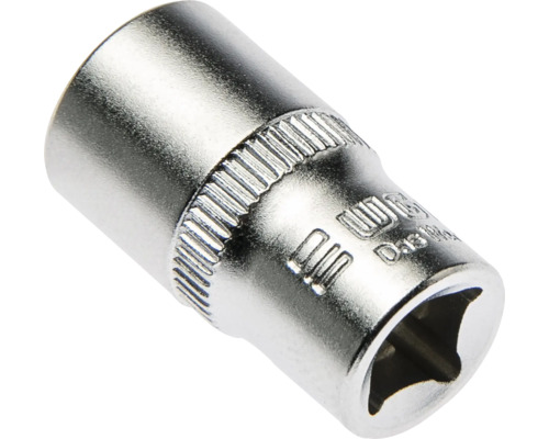 Steckschlüsseleinsatz aus Metall mit Rändelung und Größenangabe 8 Millimeter.