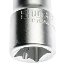WGB Logo auf einem silbernen Steckschlüsseleinsatz aus Metall mit Sternprofil.