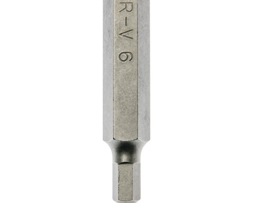 Sechskant-Bit aus Chrom-Vanadium-Stahl mit eingravierter Kennzeichnung Chrom-Vanadium 6.
