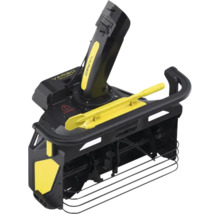 Yarbo Schneefräsen-Aufsatz in Schwarz und Gelb mit verstellbarem Auswurfschacht und Metall-Frässchnecke.