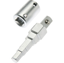 Stufenschlüssel für Heizkörperventile mit Adapter aus Metall für Steckschlüssel.