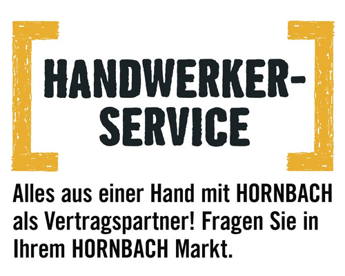 Hornbach Handwerker-Service Logo: Alles aus einer Hand mit Hornbach als Vertragspartner für professionelle Montage und Projektumsetzung.