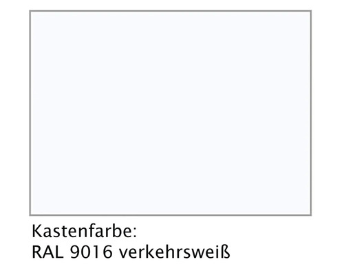Farbmuster für Kastenfarbe in RAL 9016 Verkehrsweiß