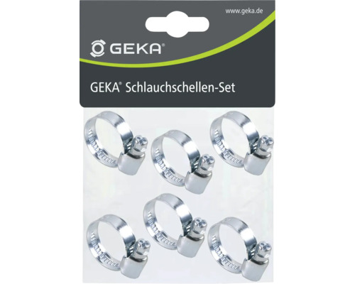 GEKA Schlauchschellen-Set mit sechs Metallschellen für Schläuche.