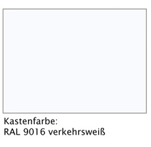 Farbmuster für Kastenfarbe in RAL 9016 Verkehrsweiß